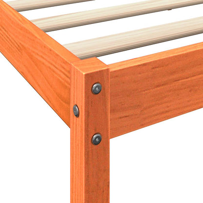 Bed met boekenkast zonder matras grenenhout wasbruin 75x190 cm