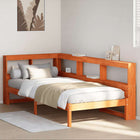 Bed met boekenkast 75x190 cm massief grenenhout wasbruin