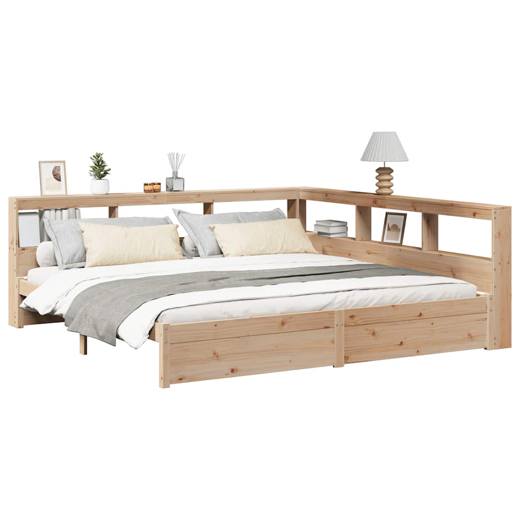 Bed met boekenkast zonder matras massief grenenhout 180x200 cm