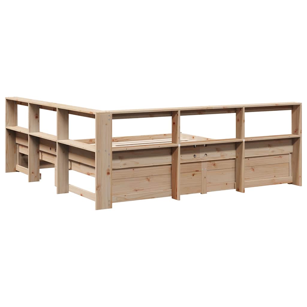 Bed met boekenkast zonder matras massief grenenhout 180x200 cm