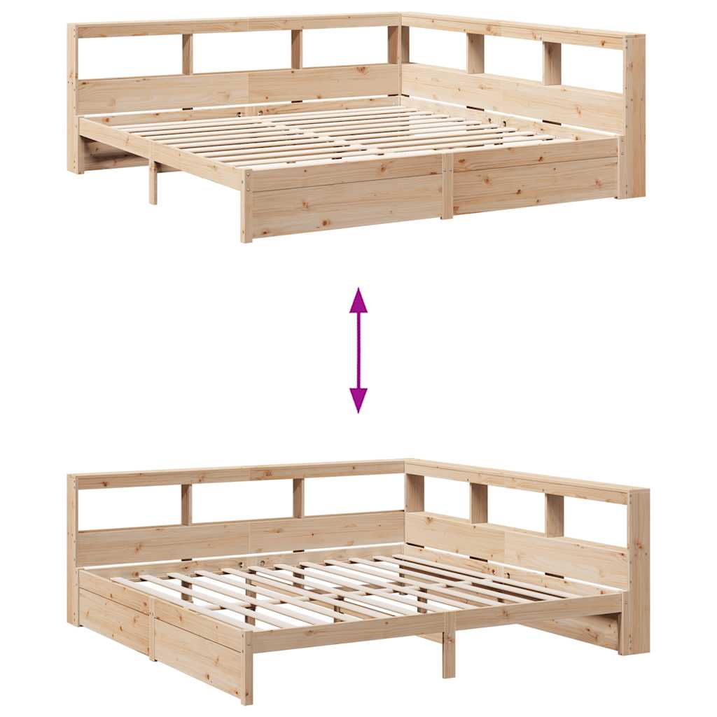 Bed met boekenkast zonder matras massief grenenhout 180x200 cm