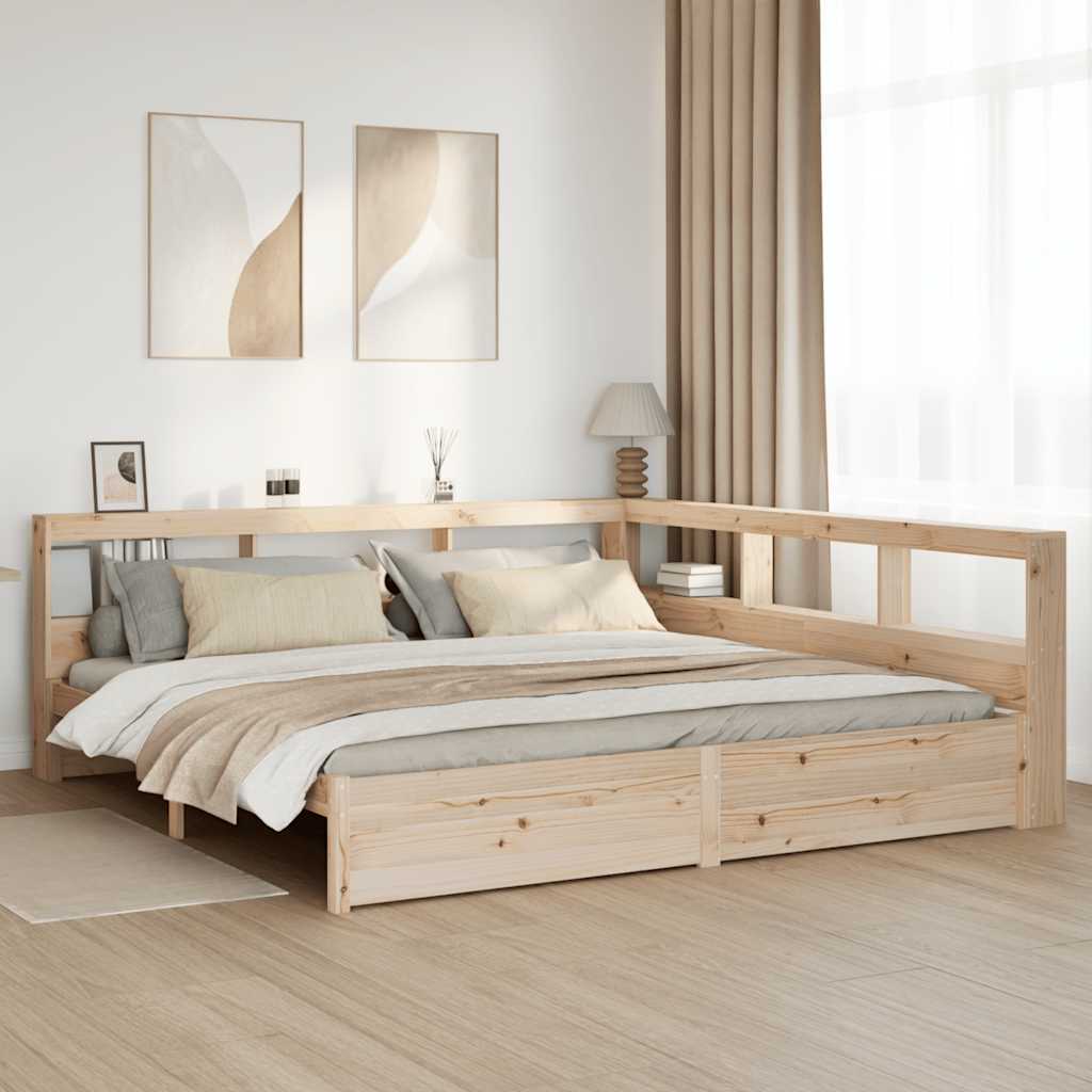 Bed met boekenkast zonder matras massief grenenhout 180x200 cm