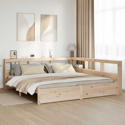 Bed met boekenkast zonder matras massief grenenhout 180x200 cm