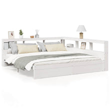 Bed met boekenkast zonder matras grenenhout wit 180x200 cm
