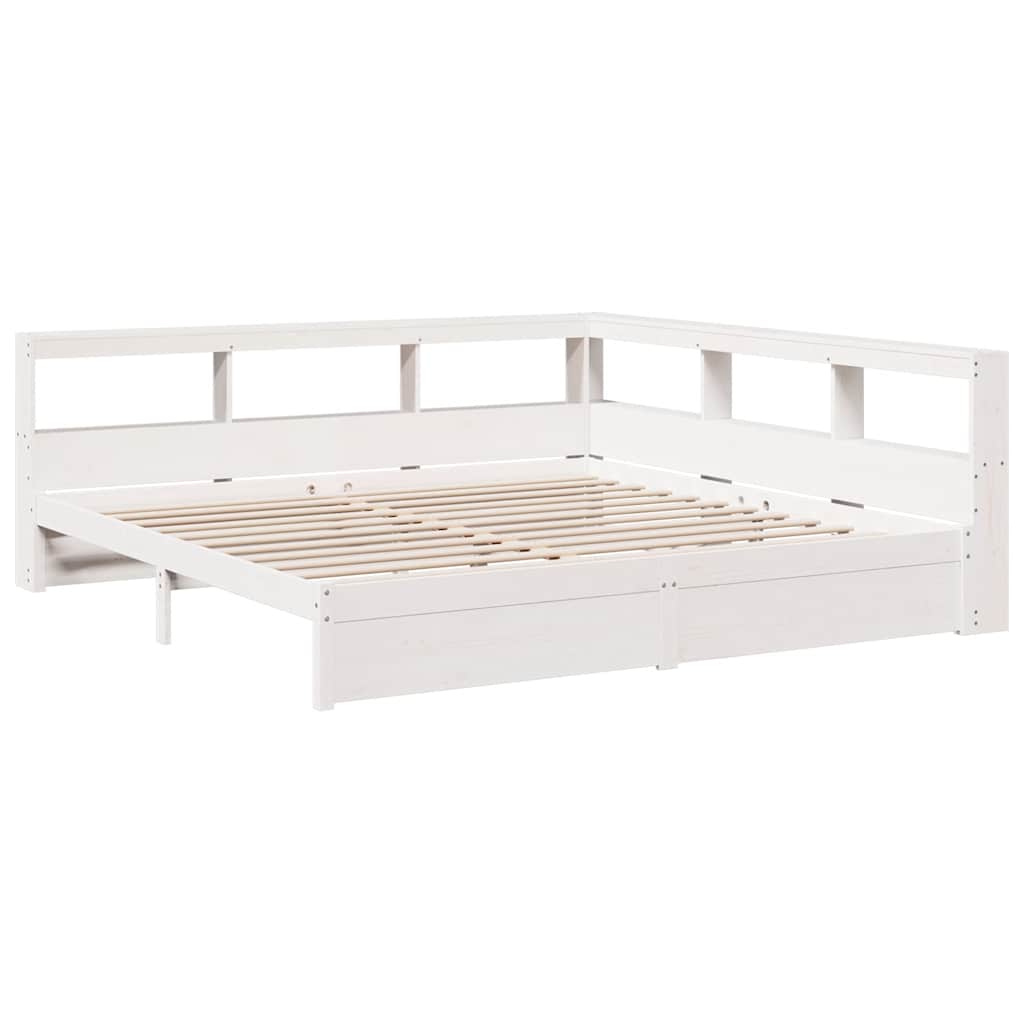 Bed met boekenkast zonder matras grenenhout wit 180x200 cm