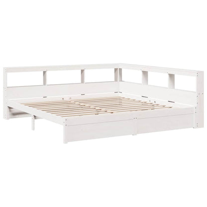 Bed met boekenkast zonder matras grenenhout wit 180x200 cm