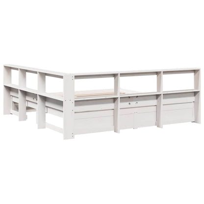 Bed met boekenkast zonder matras grenenhout wit 180x200 cm