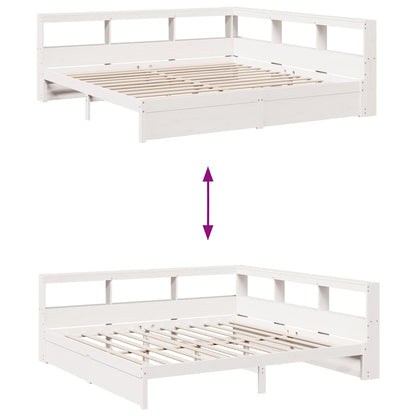 Bed met boekenkast zonder matras grenenhout wit 180x200 cm