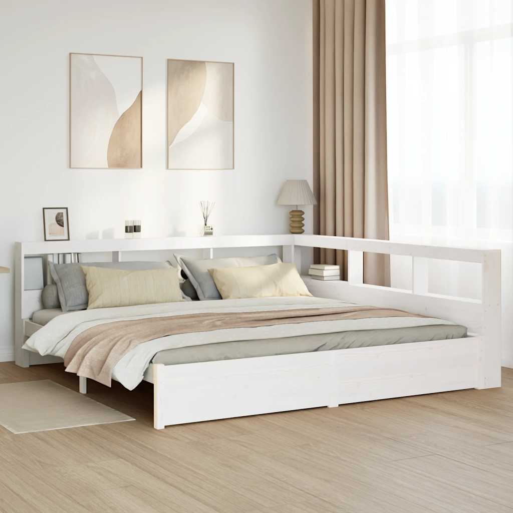 Bed met boekenkast zonder matras grenenhout wit 180x200 cm