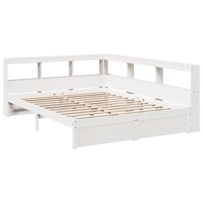 Bed met boekenkast zonder matras grenenhout wit 160x200 cm