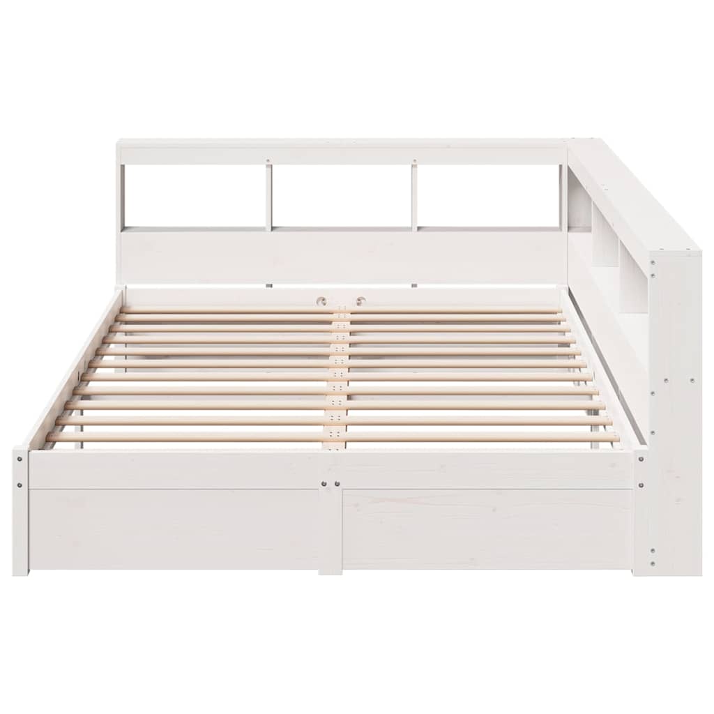 Bed met boekenkast zonder matras grenenhout wit 160x200 cm