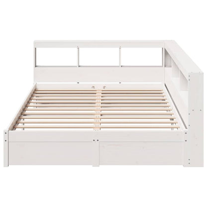 Bed met boekenkast zonder matras grenenhout wit 160x200 cm