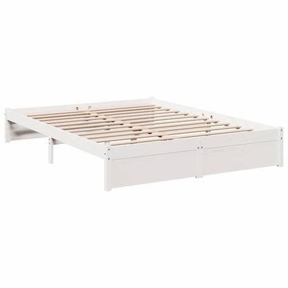 Bed met boekenkast zonder matras grenenhout wit 160x200 cm
