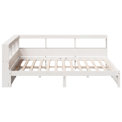 Bed met boekenkast zonder matras grenenhout wit 160x200 cm