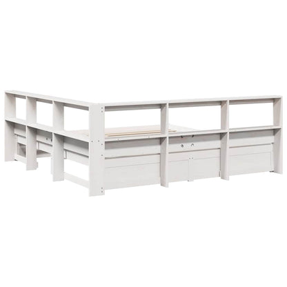 Bed met boekenkast zonder matras grenenhout wit 160x200 cm