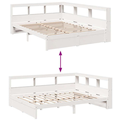 Bed met boekenkast zonder matras grenenhout wit 160x200 cm