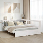 Bed 160x200 cm grenenhout wit met boekenkast