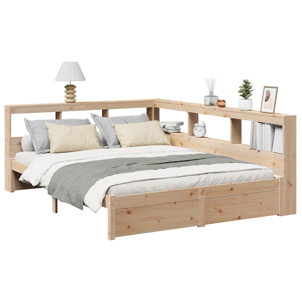 Bed met boekenkast zonder matras massief grenenhout 150x200 cm