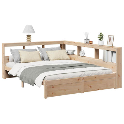 Bed met boekenkast zonder matras massief grenenhout 150x200 cm