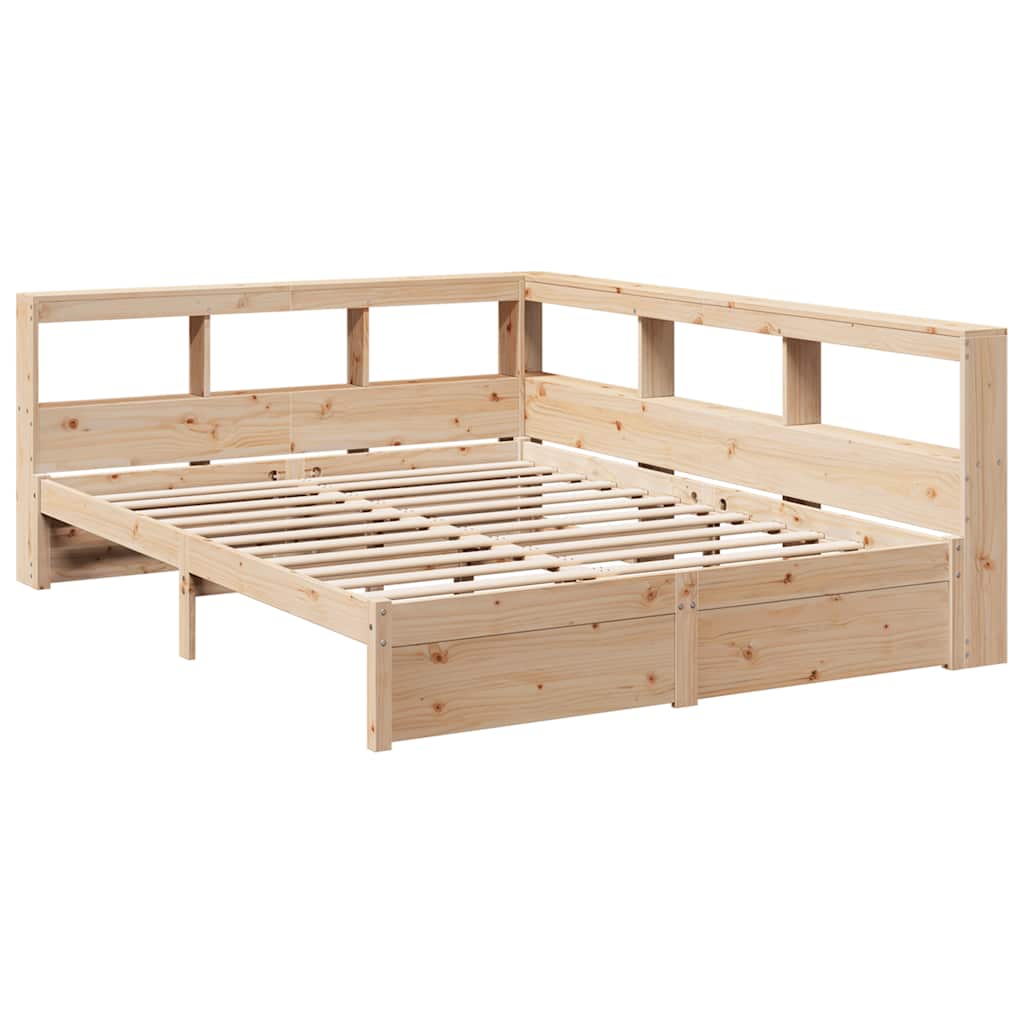 Bed met boekenkast zonder matras massief grenenhout 150x200 cm