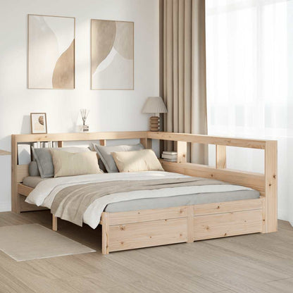 Bed met boekenkast zonder matras massief grenenhout 150x200 cm