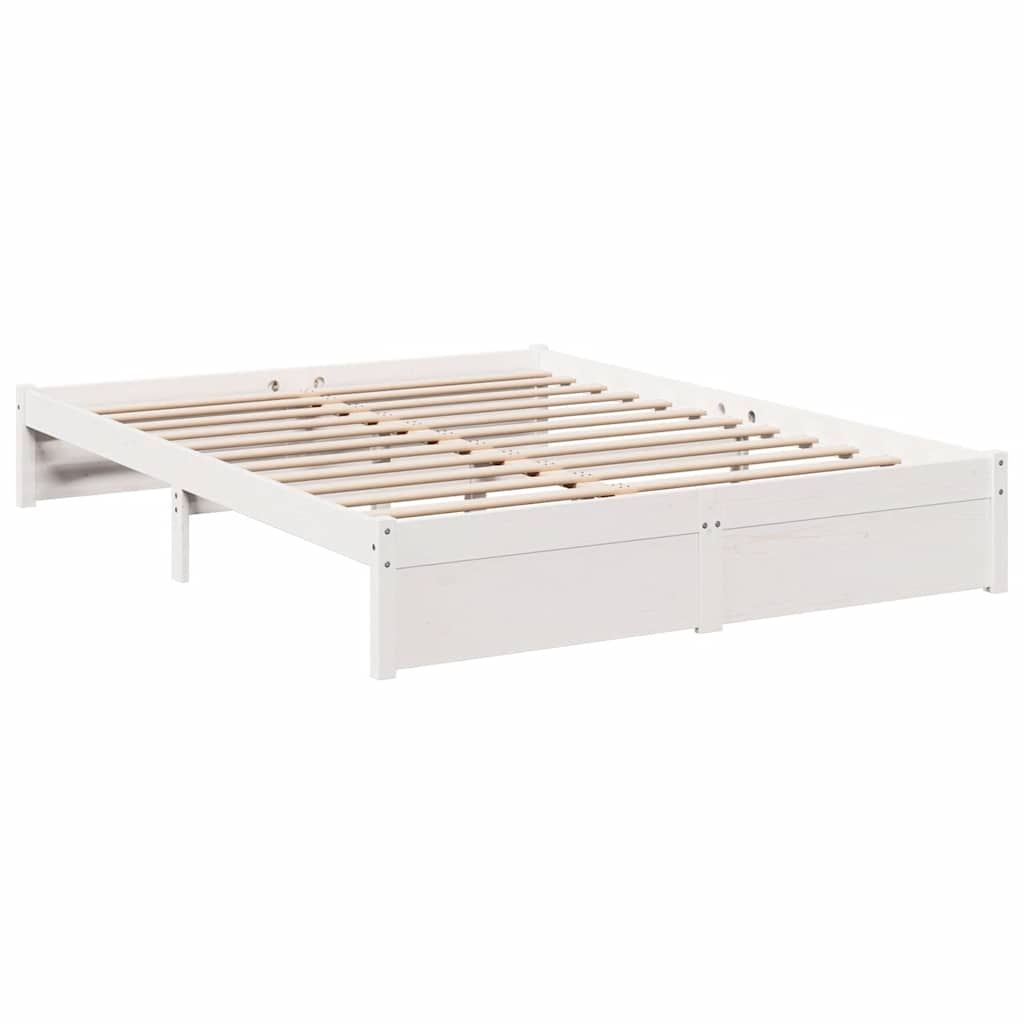 Bed met boekenkast zonder matras grenenhout wit 150x200 cm