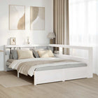 Bed 150x200 cm grenenhout wit met boekenkast