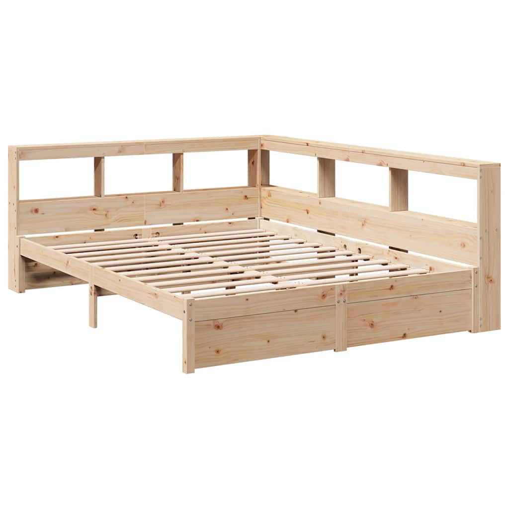 Bed met boekenkast zonder matras massief grenenhout 140x200 cm