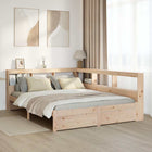 Bed massief grenenhout 140x200 cm met boekenkast