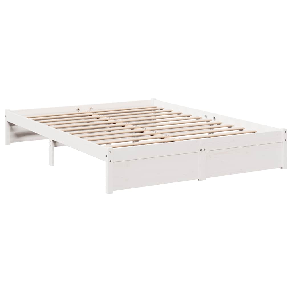 Bed Met Boekenkast Zonder Matras Grenenhout 140 x 200 cm Wit