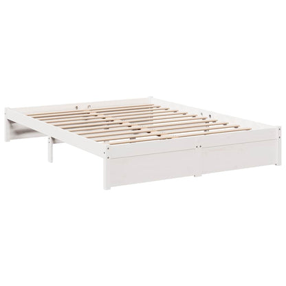 Bed Met Boekenkast Zonder Matras Grenenhout 140 x 200 cm Wit
