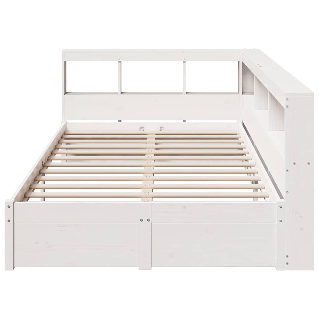 Bed Met Boekenkast Zonder Matras Grenenhout 120 x 200 cm Wit