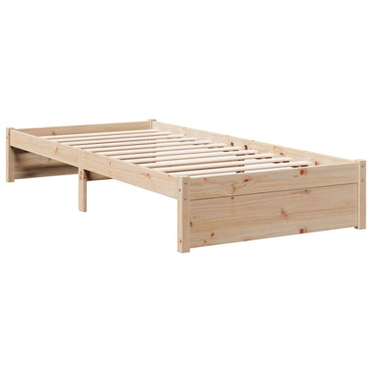 Bed met boekenkast zonder matras massief grenenhout 90x200 cm