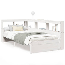 Bed met boekenkast zonder matras grenenhout wit 90x200 cm