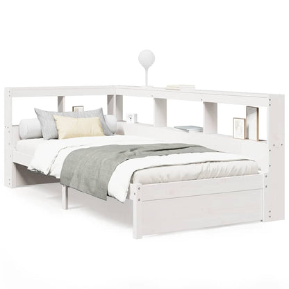 Bed met boekenkast zonder matras grenenhout wit 90x200 cm