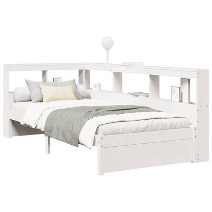 Bed met boekenkast zonder matras grenenhout wit 90x200 cm
