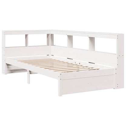 Bed met boekenkast zonder matras grenenhout wit 90x200 cm