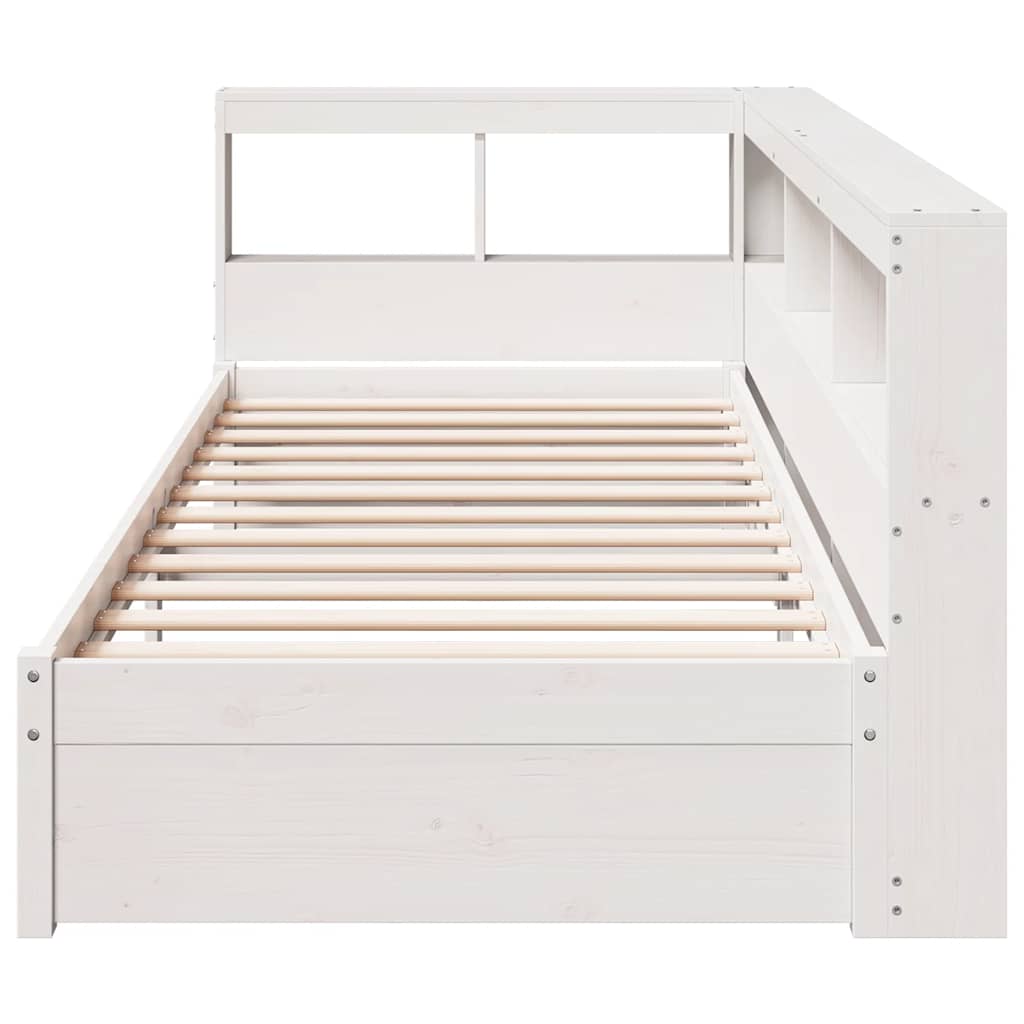 Bed met boekenkast zonder matras grenenhout wit 90x200 cm
