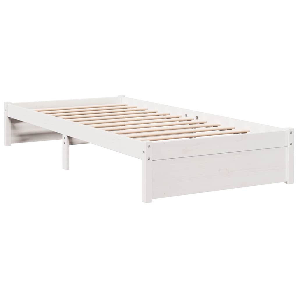 Bed met boekenkast zonder matras grenenhout wit 90x200 cm