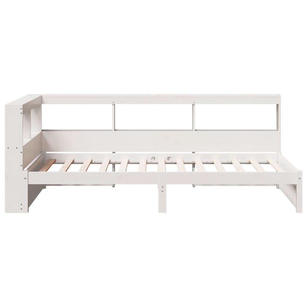 Bed met boekenkast zonder matras grenenhout wit 90x200 cm