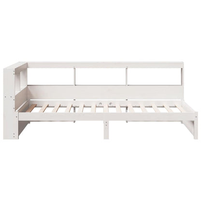 Bed met boekenkast zonder matras grenenhout wit 90x200 cm