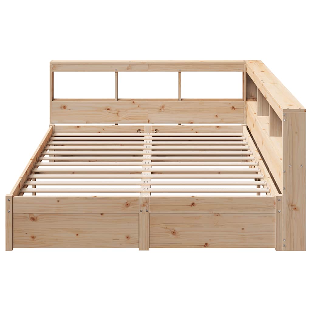 Bed met boekenkast zonder matras massief grenenhout 140x190 cm