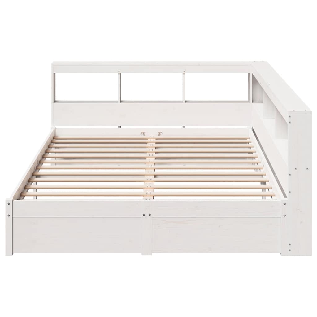 Bed met boekenkast zonder matras grenenhout wit 140x190 cm