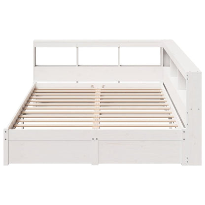 Bed met boekenkast zonder matras grenenhout wit 140x190 cm