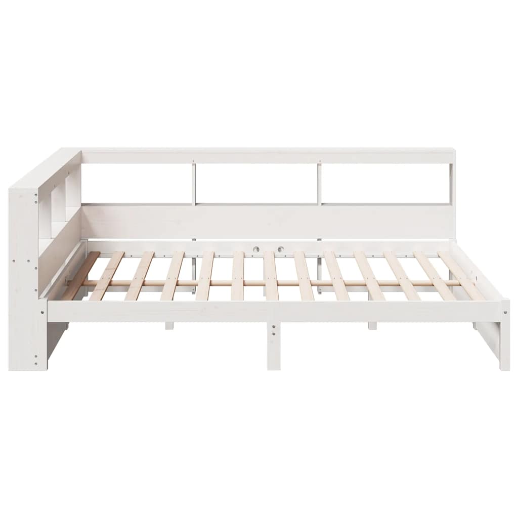Bed met boekenkast zonder matras grenenhout wit 140x190 cm