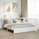 Bed 140x190 cm grenenhout wit met boekenkast