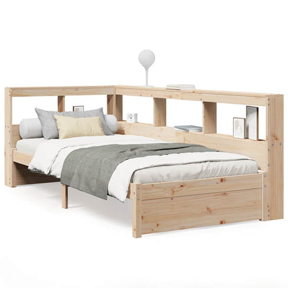 Bed met boekenkast zonder matras massief grenenhout 90x190 cm