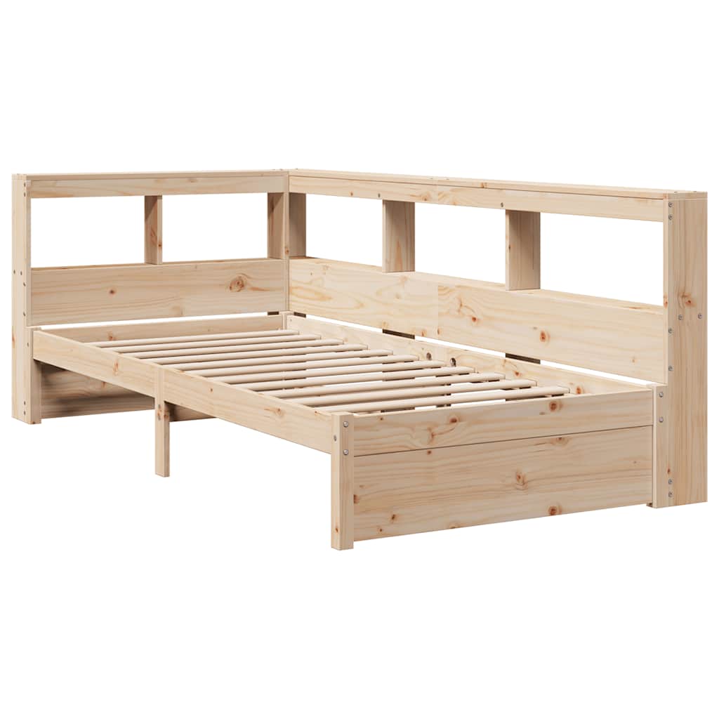Bed met boekenkast zonder matras massief grenenhout 90x190 cm