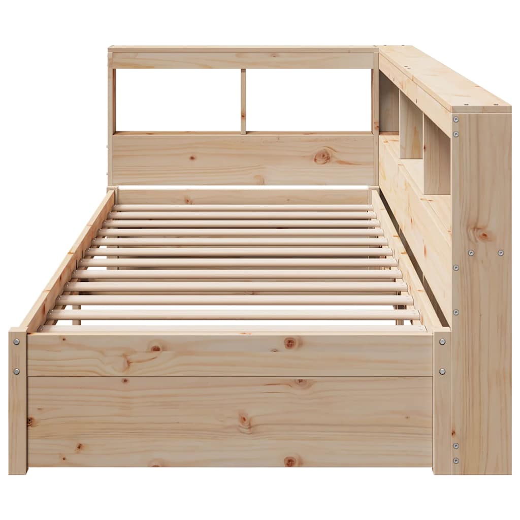 Bed met boekenkast zonder matras massief grenenhout 90x190 cm