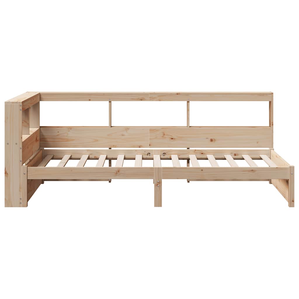 Bed met boekenkast zonder matras massief grenenhout 90x190 cm